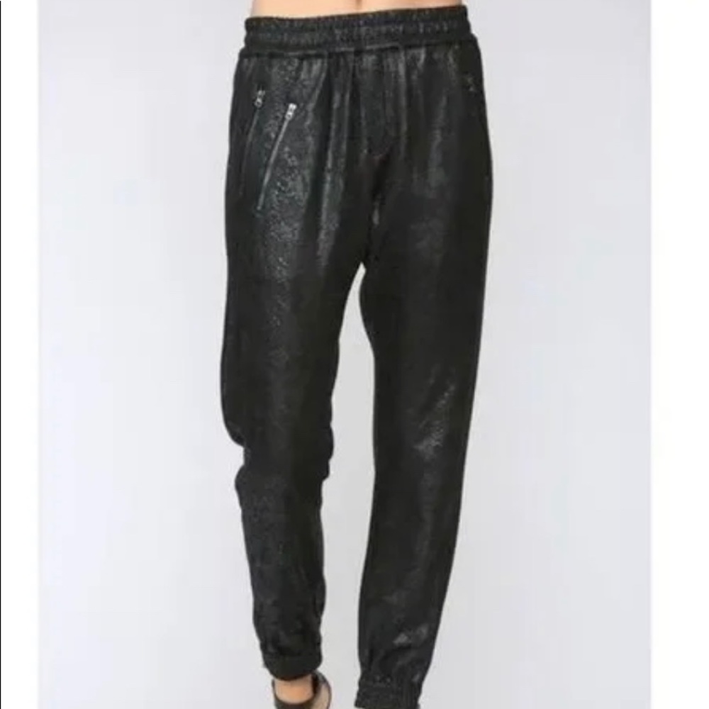 Fate snake print faux suede jogger